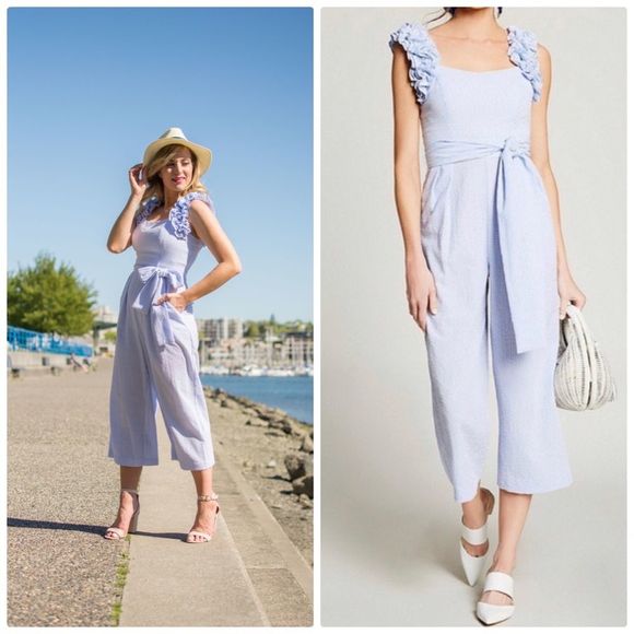 Eliza J Pants - Eliza J seersucker jumpsuit - 2